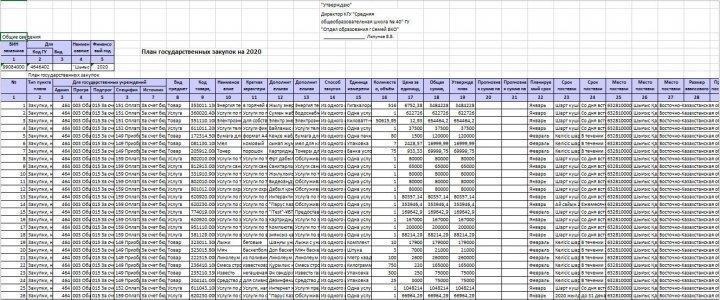 План государственных закупок на 2020 год