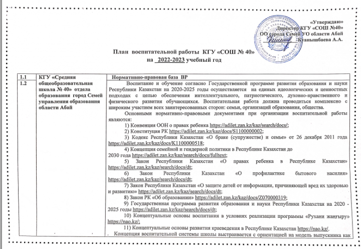 План воспитательной работы на 2022-23 учебный год